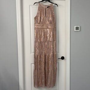 R&M Richards Metallic Rose Maxi Dress